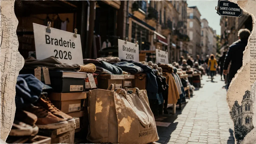 Braderie Bordeaux 2026 : étals sur la rue Sainte-Catherine, Bordeaux
