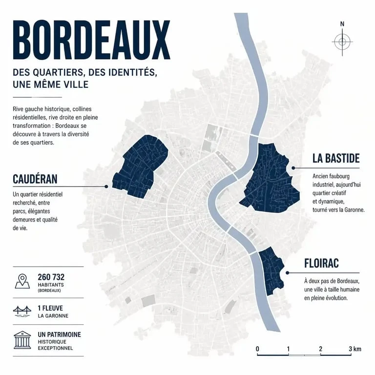Carte des quartiers à fort potentiel pour investir à Bordeaux