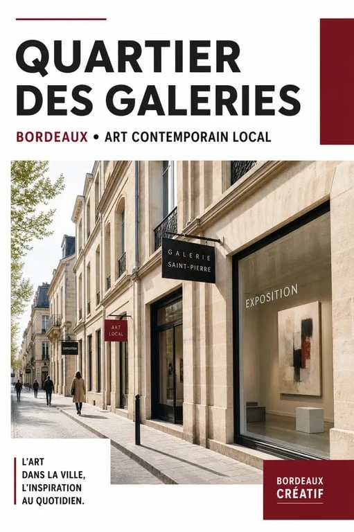Galerie d art bordeaux dans le quartier des Chartrons avec vitrines de galeries et façades bordelaises