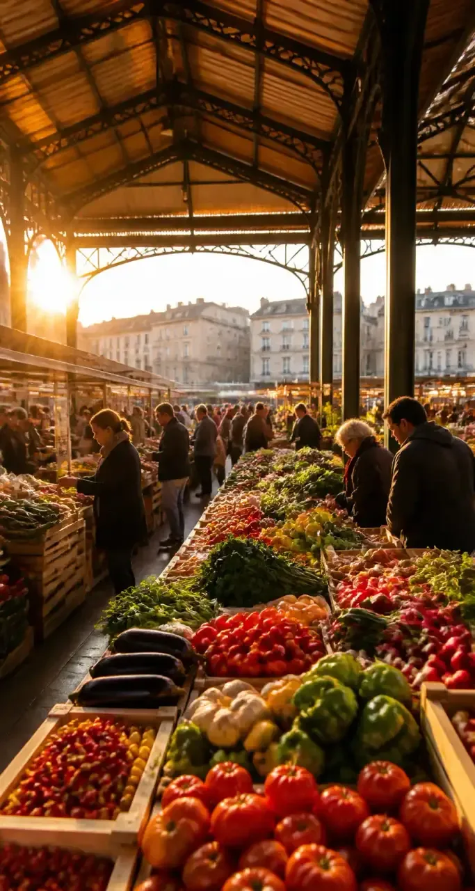 Marché des Capucins à Bordeaux, étals du matin