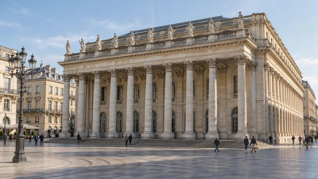Visiter l'Opéra de Bordeaux : façade du Grand-Théâtre place de la Comédie