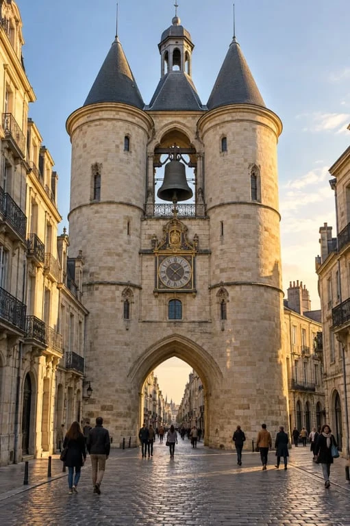 Visiter la Grosse Cloche de Bordeaux, vue extérieure du beffroi et de ses cadrans