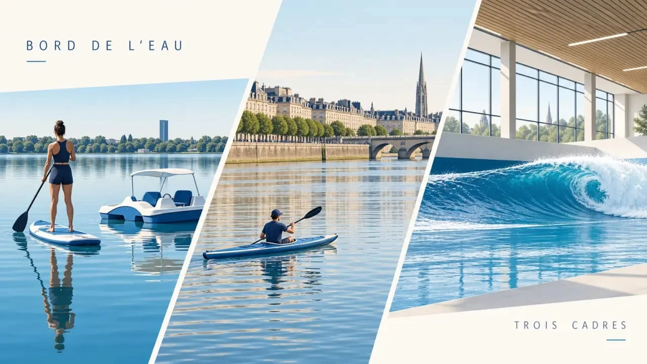 Bordeaux-Lac activités nautiques : paddle, pédalo, canoë sur la Garonne et vague indoor