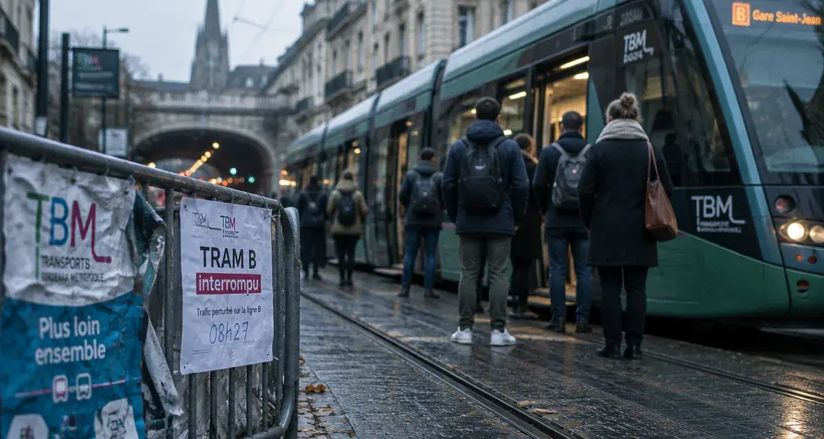 Bordeaux : le tram B interrompu trois heures après une panne